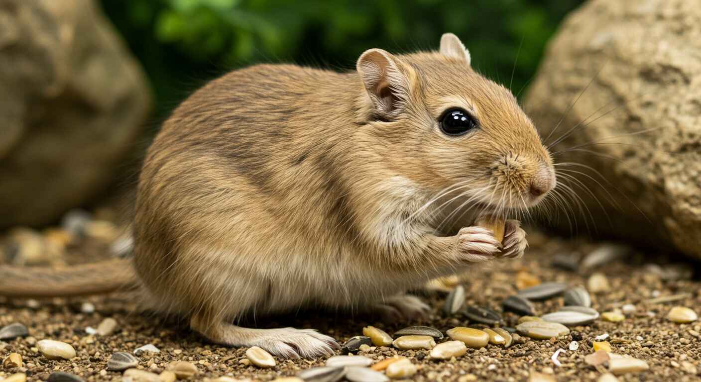 what do gerbils eat, Gerbil eating seeds – what do gerbils eat guide
