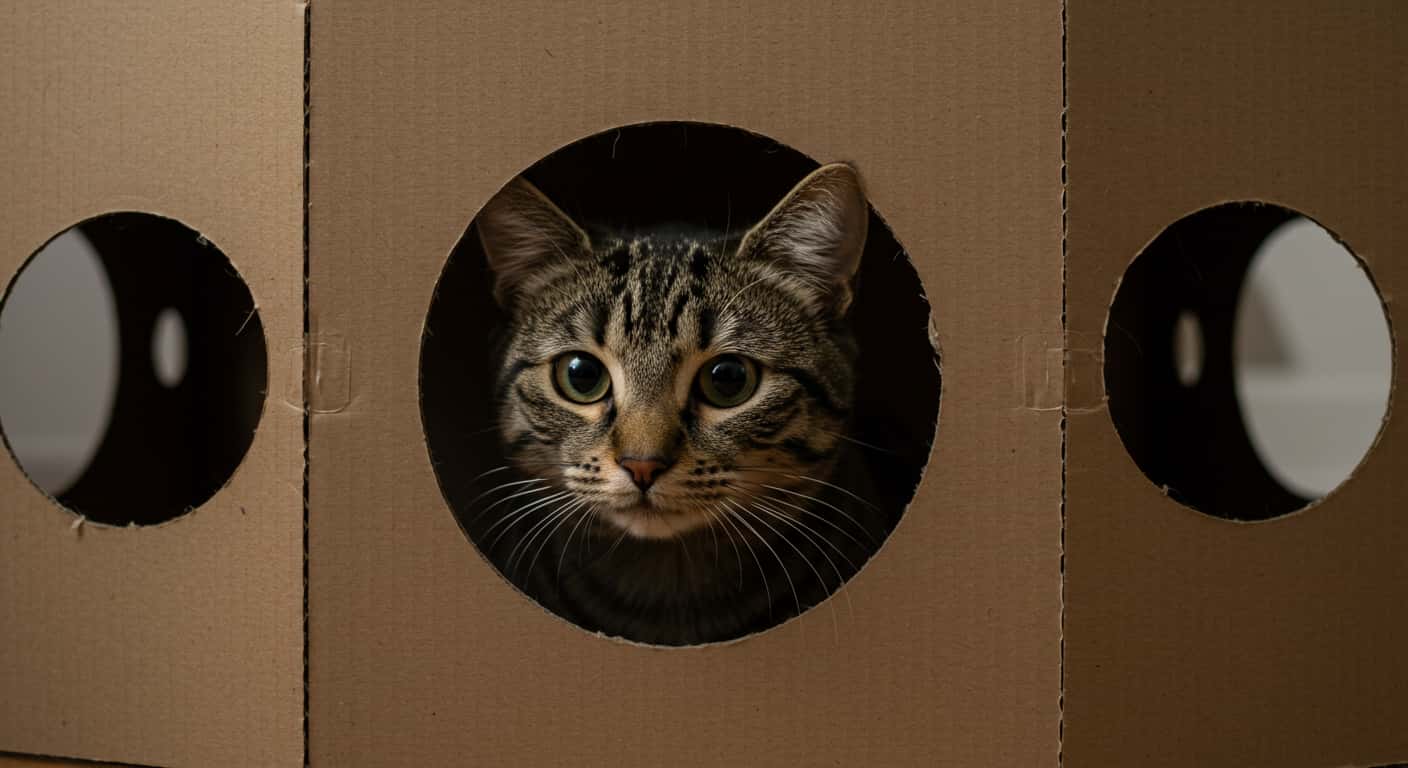 Best toys for indoor cats – DIY cardboard box fort
