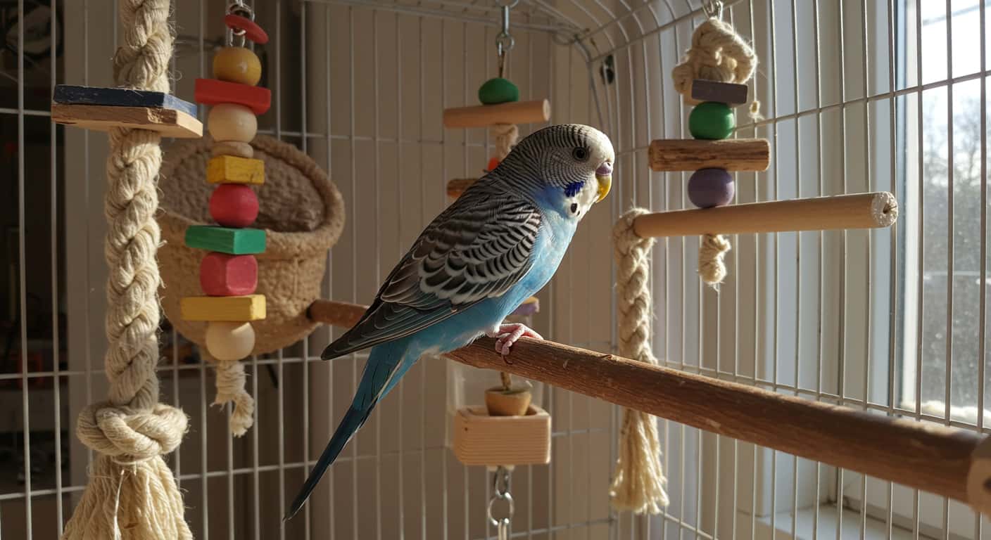 Caring for your parakeet involves creating a safe cage setup.