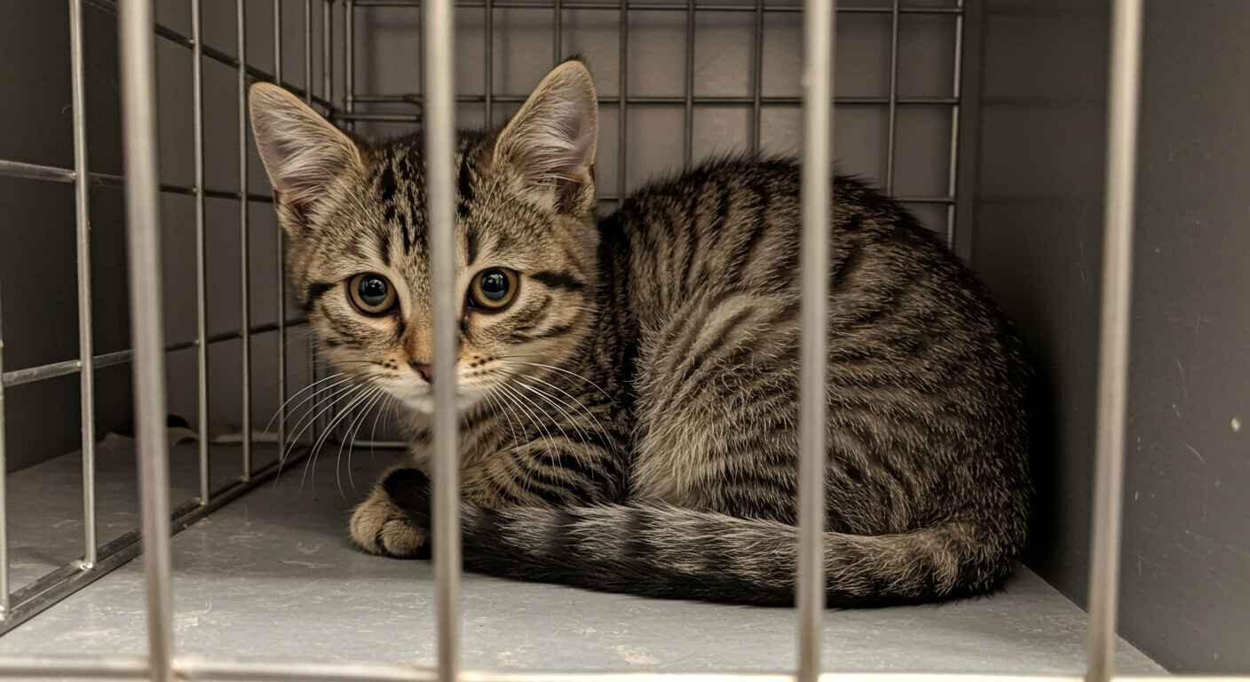 shy tabby cat in shelter - how I rescued my first cat