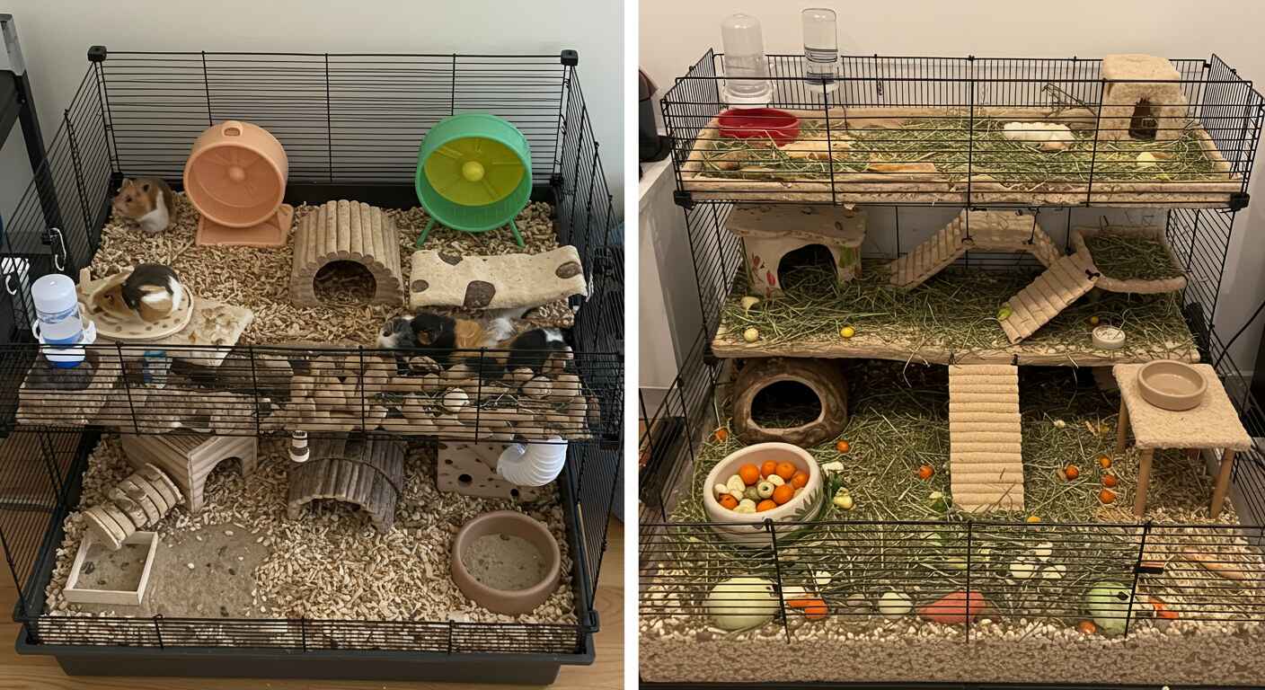 Cage setup comparison: hamster vs. guinea pig