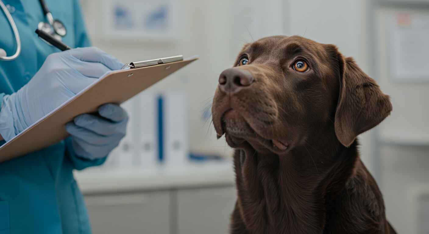Vet explaining puppy insurance costs to pet parent