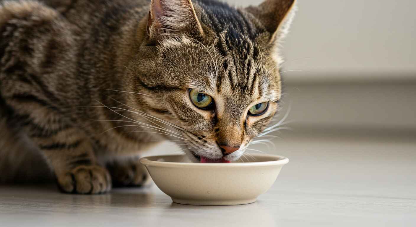 Senior cat enjoying high-protein diet