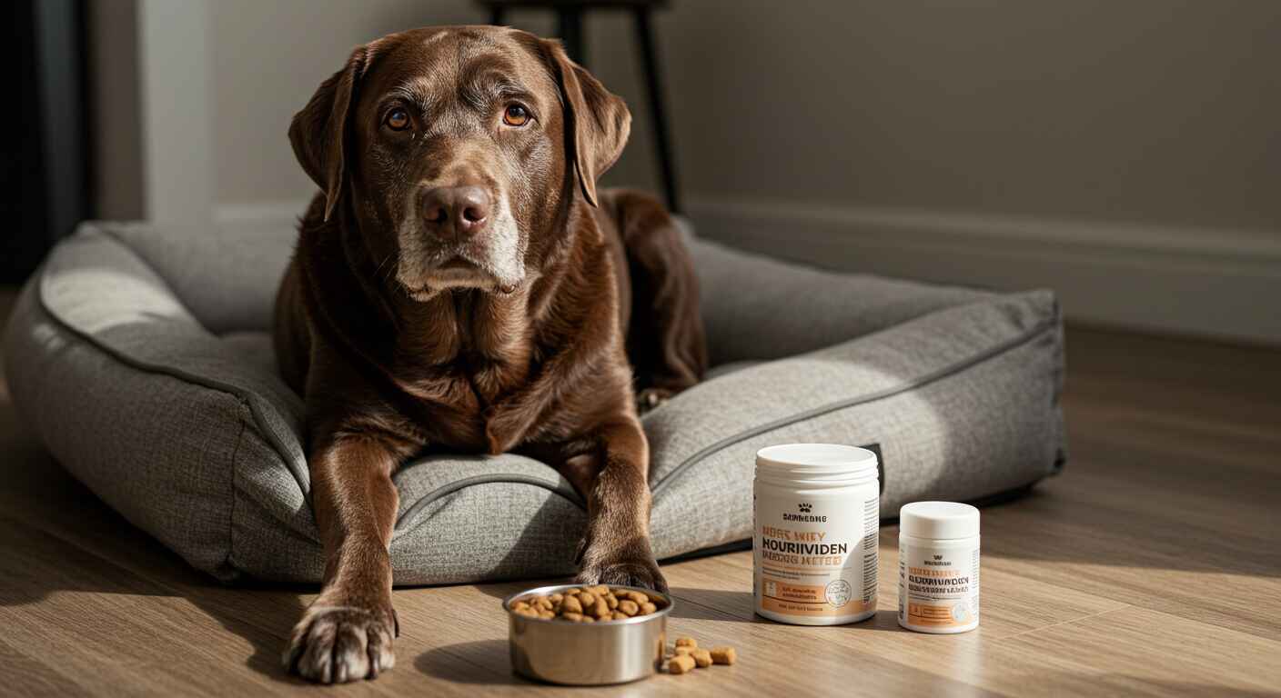 Senior dog Max and his joint-support food