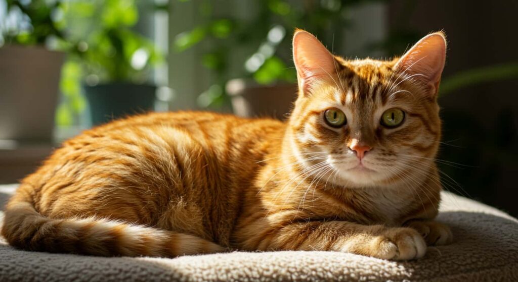 Orange tabby cats close-up showing classic 'M' forehead marking