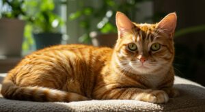 Orange tabby cats close-up showing classic 'M' forehead marking