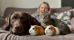 adopting vs buying a pet - rescued pets in cozy home