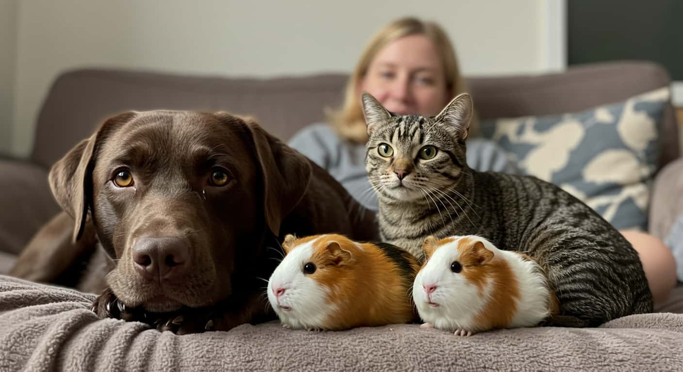 adopting vs buying a pet - rescued pets in cozy home