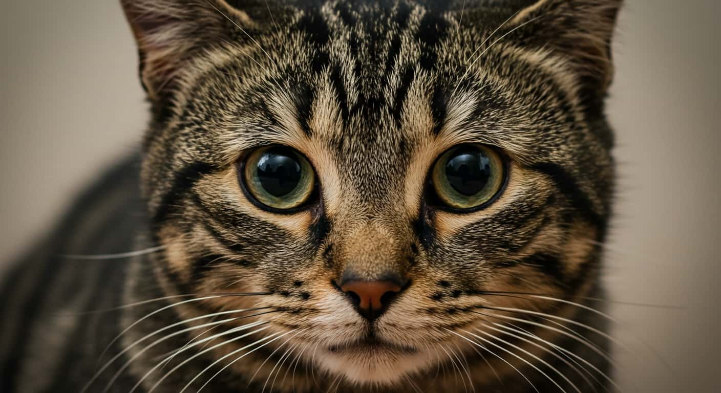 shy tabby cat showing stress signs