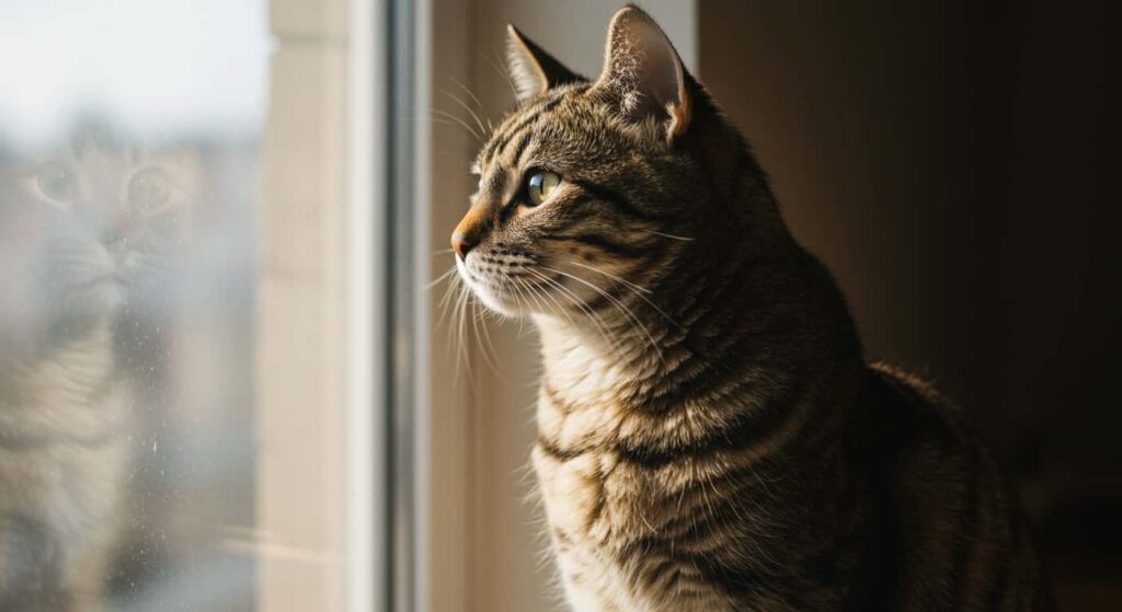 Tabby cat behavior problems often begin with subtle body language, like alert posture