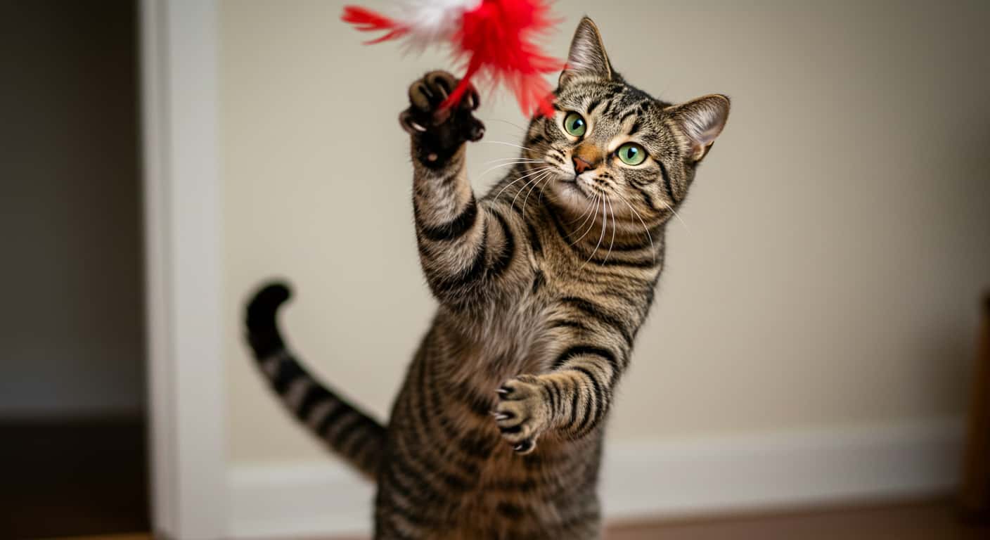 Play sessions help reduce tabby cat behavior problems linked to boredom or energy spikes