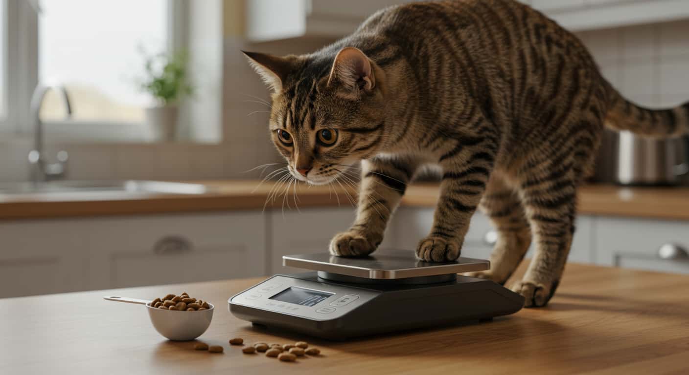 Tabby cat food portion control for healthy diet
