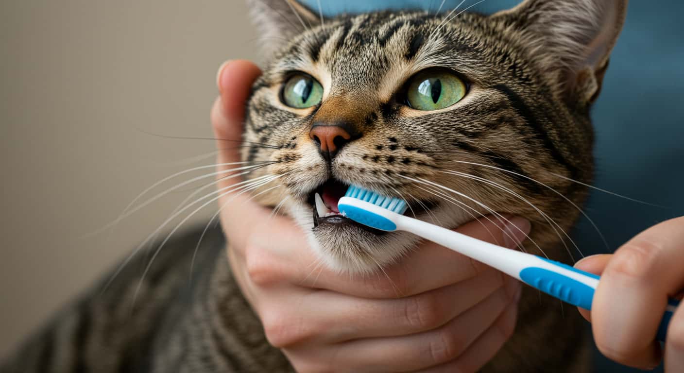 Tabby cat dental health. Brushing a Tabby Cat's Teeth
