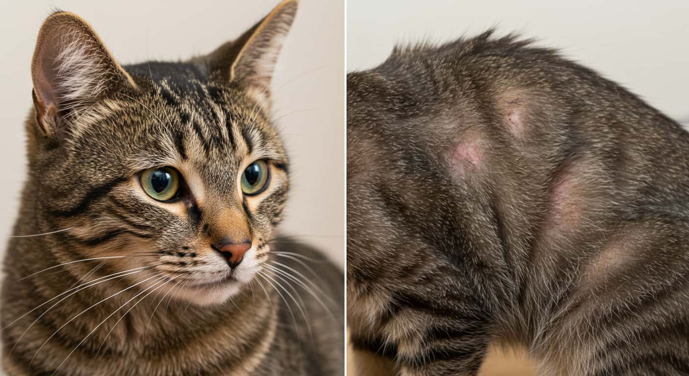Comparison of normal and abnormal tabby cat shedding